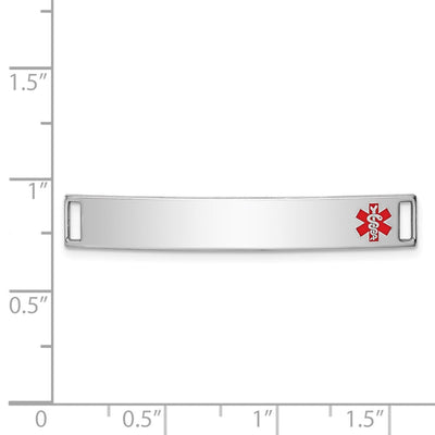 Sterling Silver Rhodium-plated Medical ID Plate, 6 x 40mm