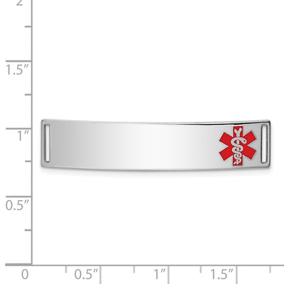 Sterling Silver Rhodium-plated Medical ID Plate, 10 x 40mm