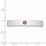 Sterling Silver Rhodium-plated Medical ID Plate, 7 x 41mm view