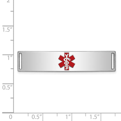 Sterling Silver Rhodium-plated Medical ID Plate, 11 x 43mm