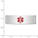 Sterling Silver Rhodium-plated Medical ID Plate, 12 x 45mm view