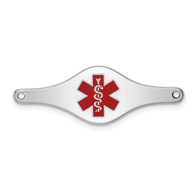 Sterling Silver Rhodium-plated Medical ID Plate, 14 x 34mm