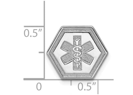 Sterling Silver Rhodium Non-enameled Attachable Emblem Medical Charm (Style XSM89N)