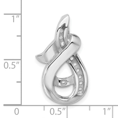 14K White Gold Peg-Set and Channel Diamond Slide Mounting Fits up to Regular/ Fancy or Reversible Omega, 26 x 13mm