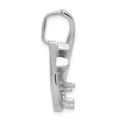 14K White Gold Holds Stone Fancy Slide Mounting Fits up to Regular/ Fancy or Reversible Omega, 30 x 17mm