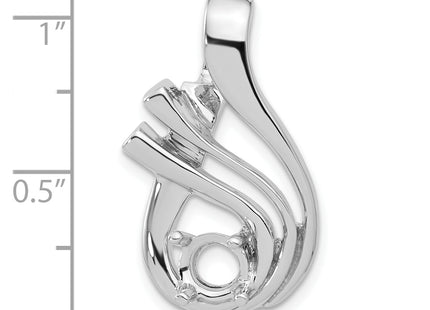 14k White Gold Holds Stone Fancy Slide Mounting Fits up to Regular/ Fancy or Reversible Omega, 30 x 17mm