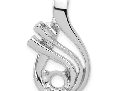 14k White Gold Holds Stone Fancy Slide Mounting Fits up to Regular/ Fancy or Reversible Omega, 30 x 17mm