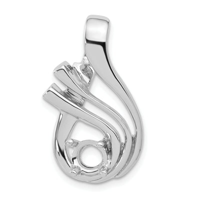 14K White Gold Holds Stone Fancy Slide Mounting Fits up to Regular/ Fancy or Reversible Omega, 30 x 17mm