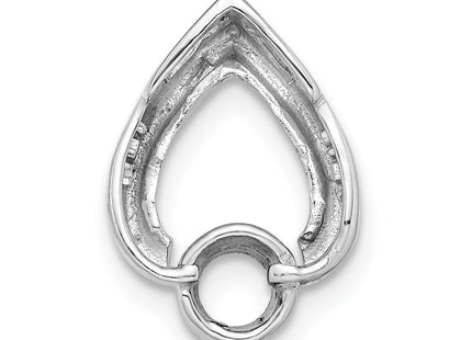 14k White Gold Holds Stone Teardrop Chain Slide Mounting, 15 x 11mm