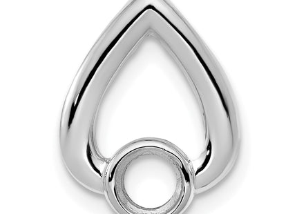 14k White Gold Holds Stone Teardrop Chain Slide Mounting, 15 x 11mm