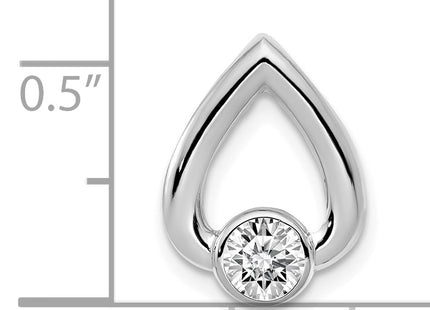 14k White Gold Holds Stone Teardrop Chain Slide Mounting, 15 x 11mm