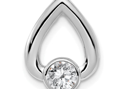 14k White Gold Holds Stone Teardrop Chain Slide Mounting, 15 x 11mm