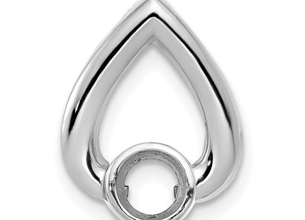 14k White Gold Holds Stone Teardrop Chain Slide Mounting, 16 x 12mm