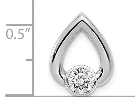 14k White Gold Holds Stone Teardrop Chain Slide Mounting, 16 x 12mm
