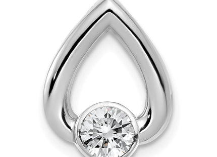 14k White Gold Holds Stone Teardrop Chain Slide Mounting, 16 x 12mm