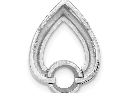 14k White Gold Holds Stone Teardrop Chain Slide Mounting, 19 x 13mm