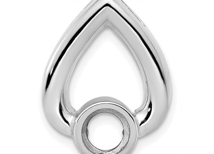 14k White Gold Holds Stone Teardrop Chain Slide Mounting, 19 x 13mm