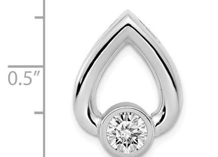 14k White Gold Holds Stone Teardrop Chain Slide Mounting, 19 x 13mm