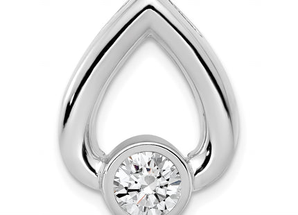 14k White Gold Holds Stone Teardrop Chain Slide Mounting, 19 x 13mm