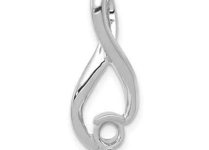 14k White Gold Holds Stone Fancy Slide Mounting Fits up to Regular/ Fancy or Reversible Omega, 22 x 9mm