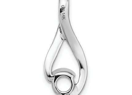 14k White Gold Holds Stone Fancy Slide Mounting Fits up to Regular/ Fancy or Reversible Omega, 25 x 10mm