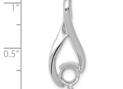 14k White Gold Holds Stone Fancy Slide Mounting Fits up to Regular/ Fancy or Reversible Omega, 25 x 10mm