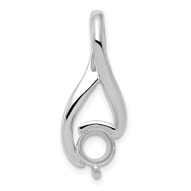 14k White Gold Holds Stone Fancy Slide Mounting Fits up to Regular/ Fancy or Reversible Omega, 26 x 12mm