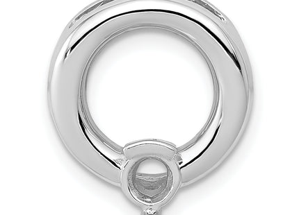 14k White Gold Holds Stone Circle Chain Slide Mounting, 15 x 13mm