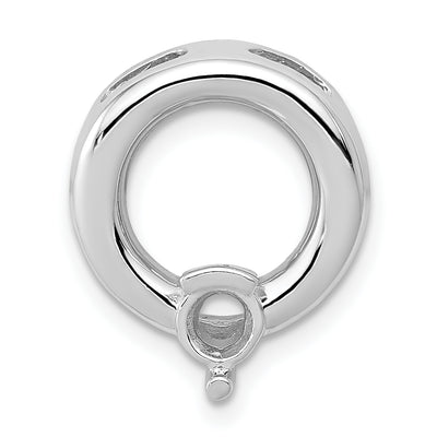 14K White Gold Holds Stone Circle Chain Slide Mounting, 15 x 13mm