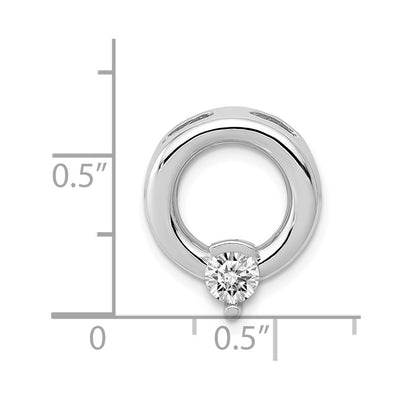 14K White Gold Holds Stone Circle Chain Slide Mounting, 15 x 13mm