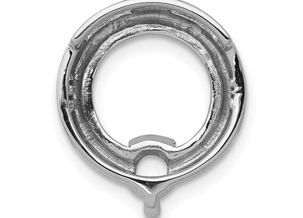 14k White Gold Holds Stone Circle Chain Slide Mounting, 16 x 14mm