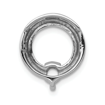 14K White Gold Holds Stone Circle Chain Slide Mounting, 16 x 14mm