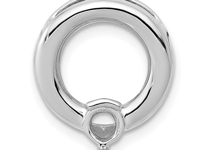 14k White Gold Holds Stone Circle Chain Slide Mounting, 16 x 14mm