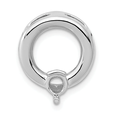 14K White Gold Holds Stone Circle Chain Slide Mounting, 16 x 14mm