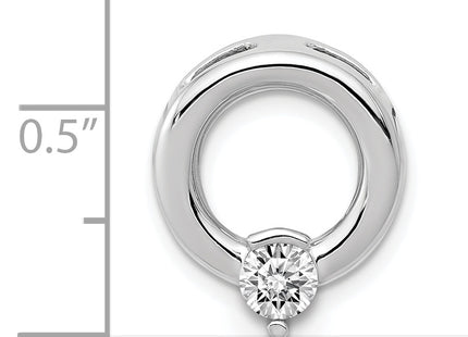 14k White Gold Holds Stone Circle Chain Slide Mounting, 16 x 14mm