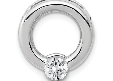 14k White Gold Holds Stone Circle Chain Slide Mounting, 16 x 14mm