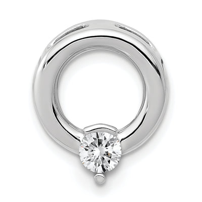 14K White Gold Holds Stone Circle Chain Slide Mounting, 16 x 14mm
