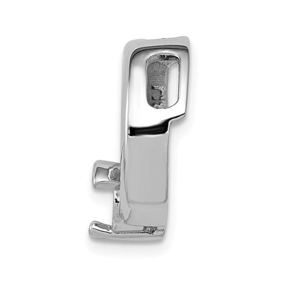 14K White Gold Holds Stone Circle Chain Slide Mounting, 17 x 15mm