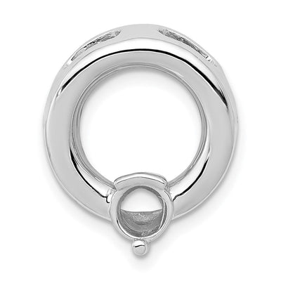 14K White Gold Holds Stone Circle Chain Slide Mounting, 17 x 15mm