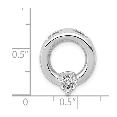 14K White Gold Holds Stone Circle Chain Slide Mounting, 17 x 15mm