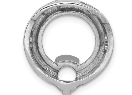14k White Gold Holds Stone Circle Chain Slide Mounting, 20 x 17mm
