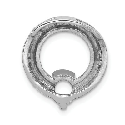 14K White Gold Holds Stone Circle Chain Slide Mounting, 20 x 17mm