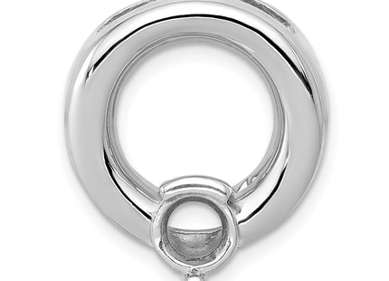 14k White Gold Holds Stone Circle Chain Slide Mounting, 20 x 17mm