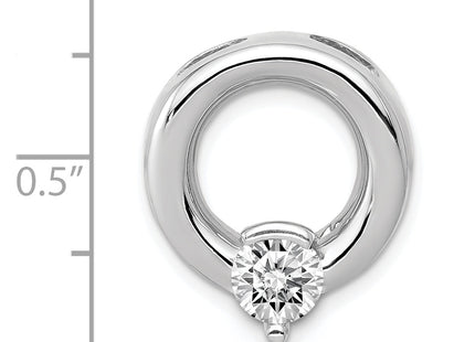 14k White Gold Holds Stone Circle Chain Slide Mounting, 20 x 17mm