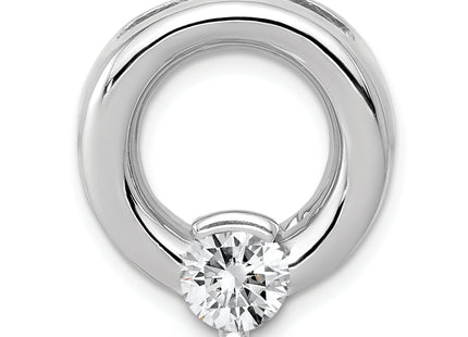 14k White Gold Holds Stone Circle Chain Slide Mounting, 20 x 17mm