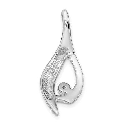 14K White Gold Holds Stone Circle Chain Slide Mounting, 20 x 17mm