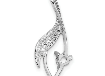 14k White Gold Holds Stone Fancy Slide Mounting Fits up to Regular/ Fancy or Reversible Omega, 25 x 12mm
