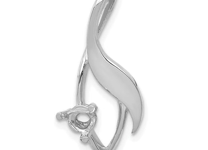 14k White Gold Holds Stone Fancy Slide Mounting Fits up to Regular/ Fancy or Reversible Omega, 25 x 12mm