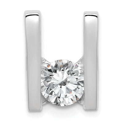 14K White Gold Holds Stone Slide Mounting Fits up to Regular/ Fancy or Reversible Omega, 20 x 13mm