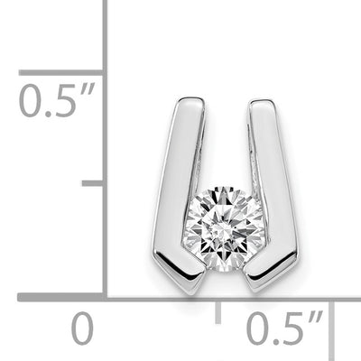14K White Gold Holds Stone Slide Mounting Fits up to Regular/ Fancy or Reversible Omega, 13 x 9mm